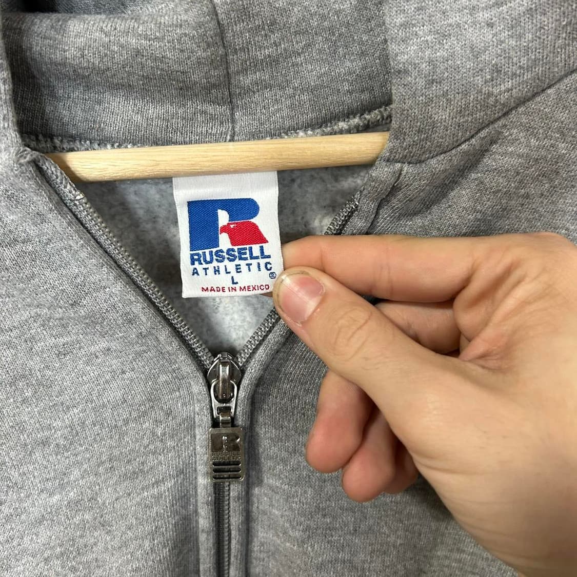 90s 러셀 애슬레틱 후드집업 그레이 상품이미지3