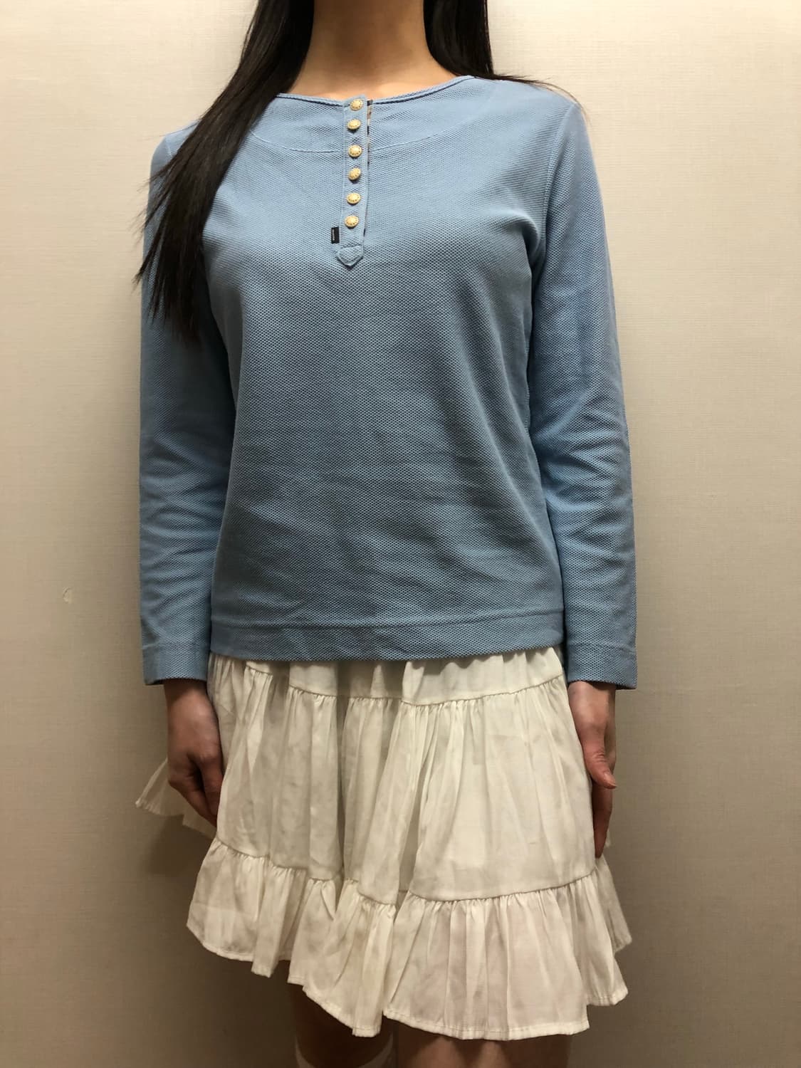 빈티지 파스텔블루 버튼 롱 슬리브 상품이미지5