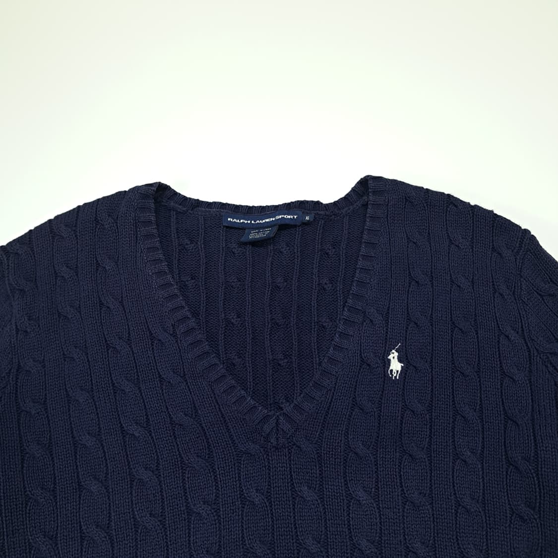 CL491 XL 폴로 00s 코튼 케이블 브이넥 네이비 니트 스웨터 상품이미지2