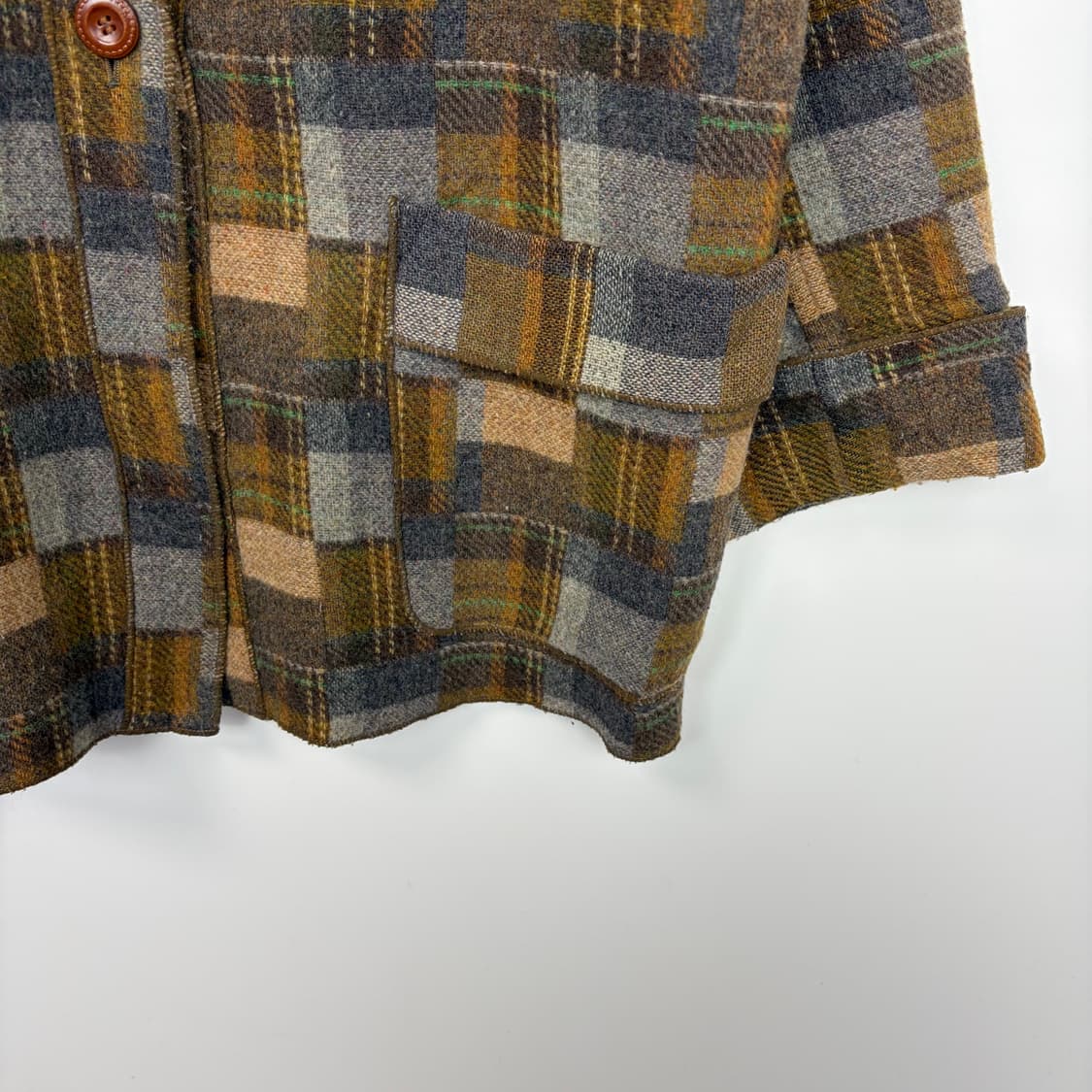 빈티지 패턴 울 후드 코트 자켓 상품이미지5