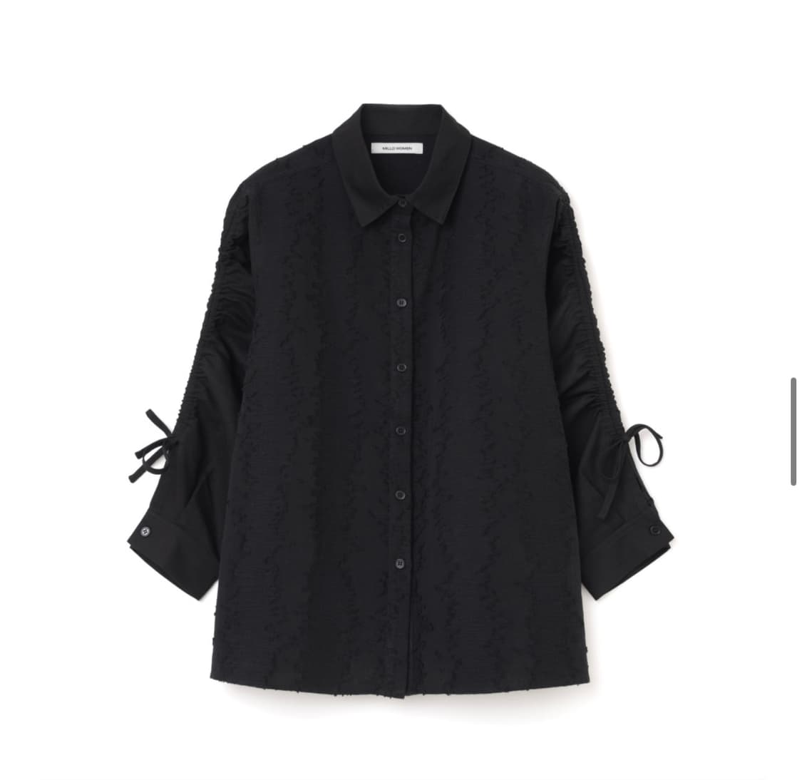 밀로 우먼 텍스처 커브 스트랩 셔츠 블랙 상품이미지2