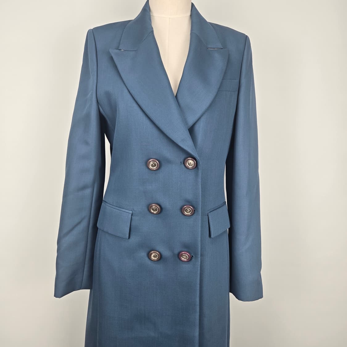 0828 미샤 모헤어 블랜딩더블 버튼 롱 코트 블루 55 상품이미지3