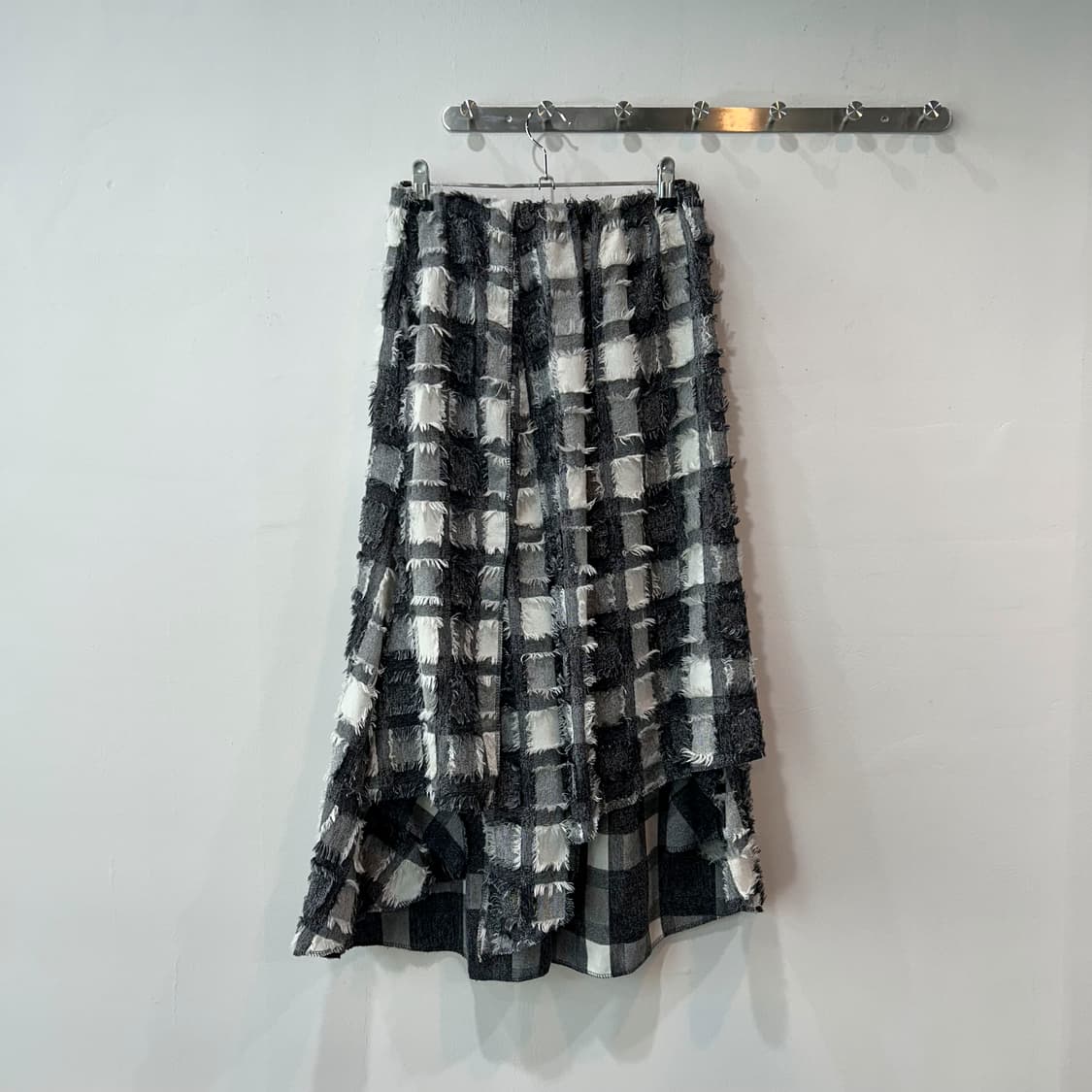 Antiqua 체크 프린지 언발 스커트 상품이미지3