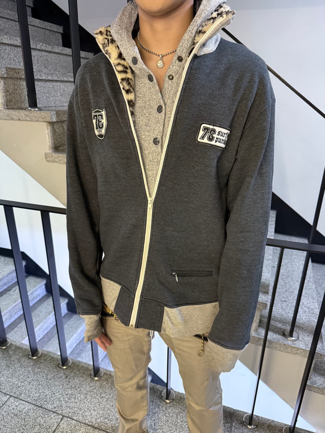 leopard collart sweat zipup jacket 상품이미지4