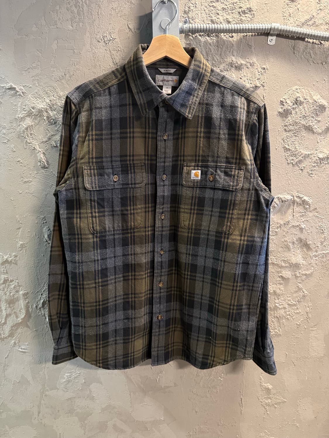 L 칼하트 CARHARTT 허바드 플래넬 체크 셔츠 카키 상품이미지1