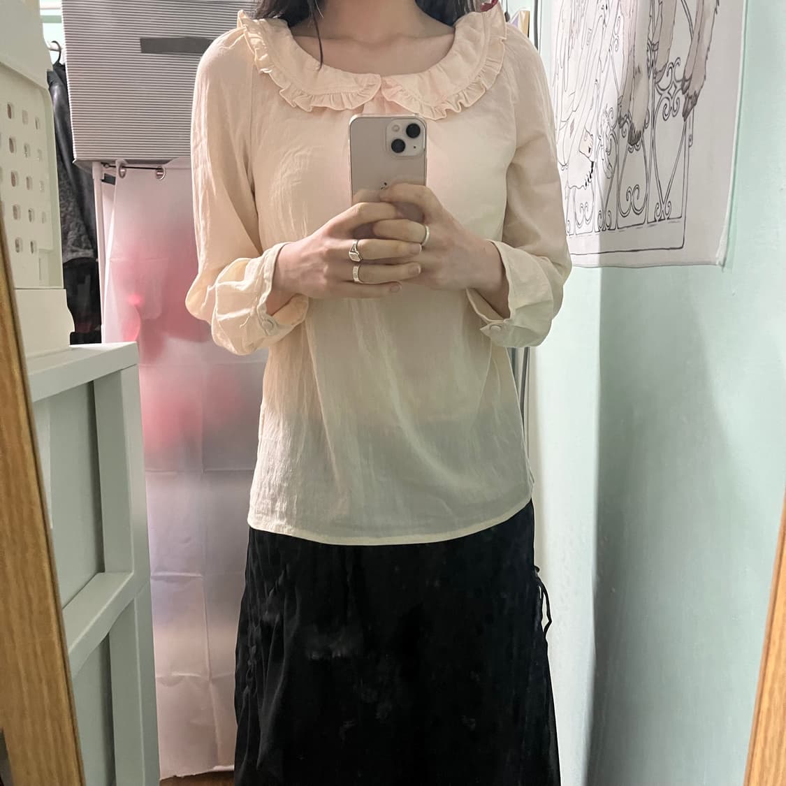 레이 빔즈 프릴 블라우스 티셔츠 상품이미지3