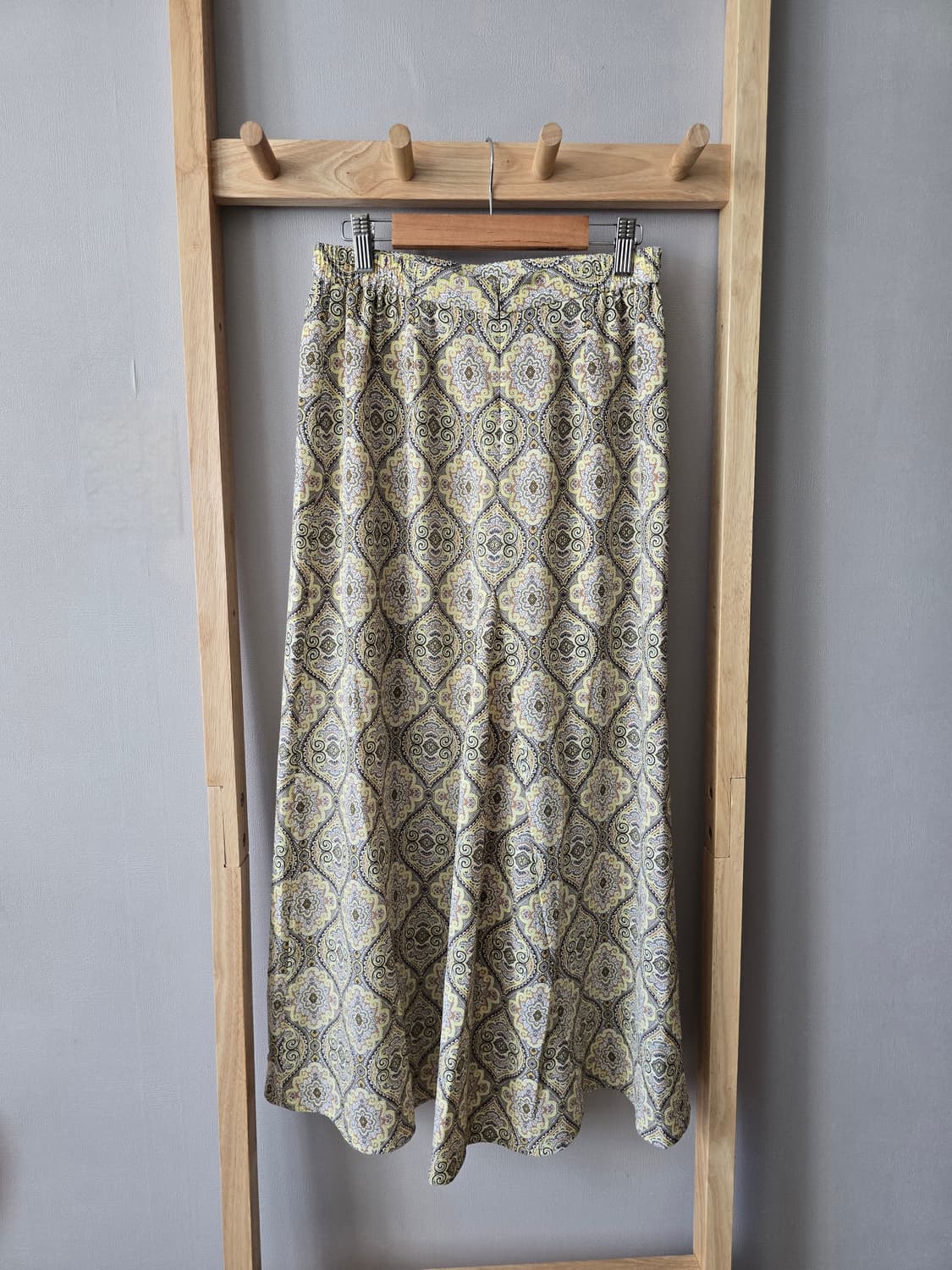 빈티지 무드 옐로우 페이즐 롱 스커트 상품이미지4