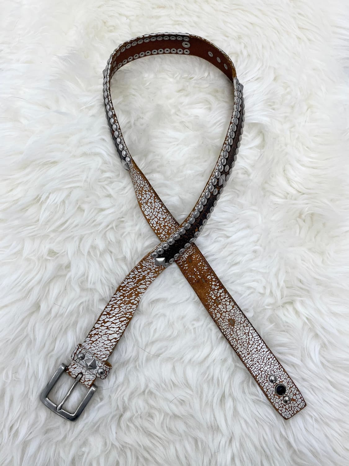 리얼레더 웨스턴 스터드 버클 벨트 상품이미지1