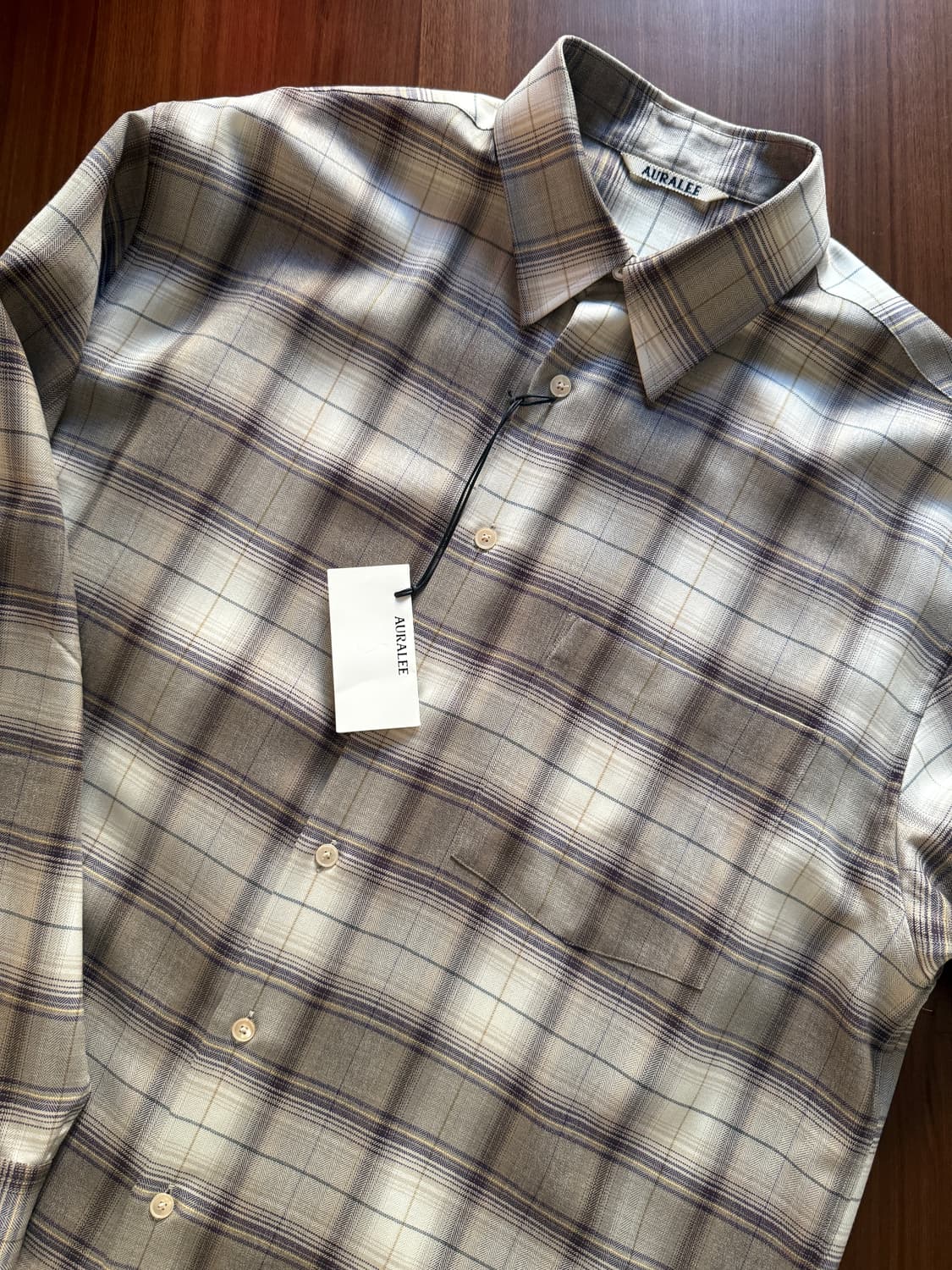 오라리 23aw 슈퍼 라이트 울 체크 셔츠 상품이미지1