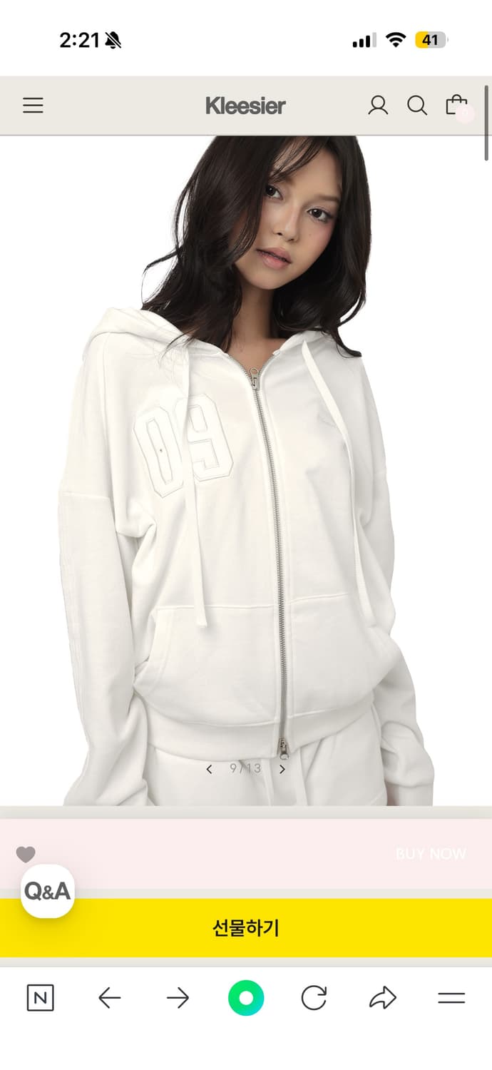 클리시어 09넘버링 후드집업 화이트 09 Numbering hooded 상품이미지2