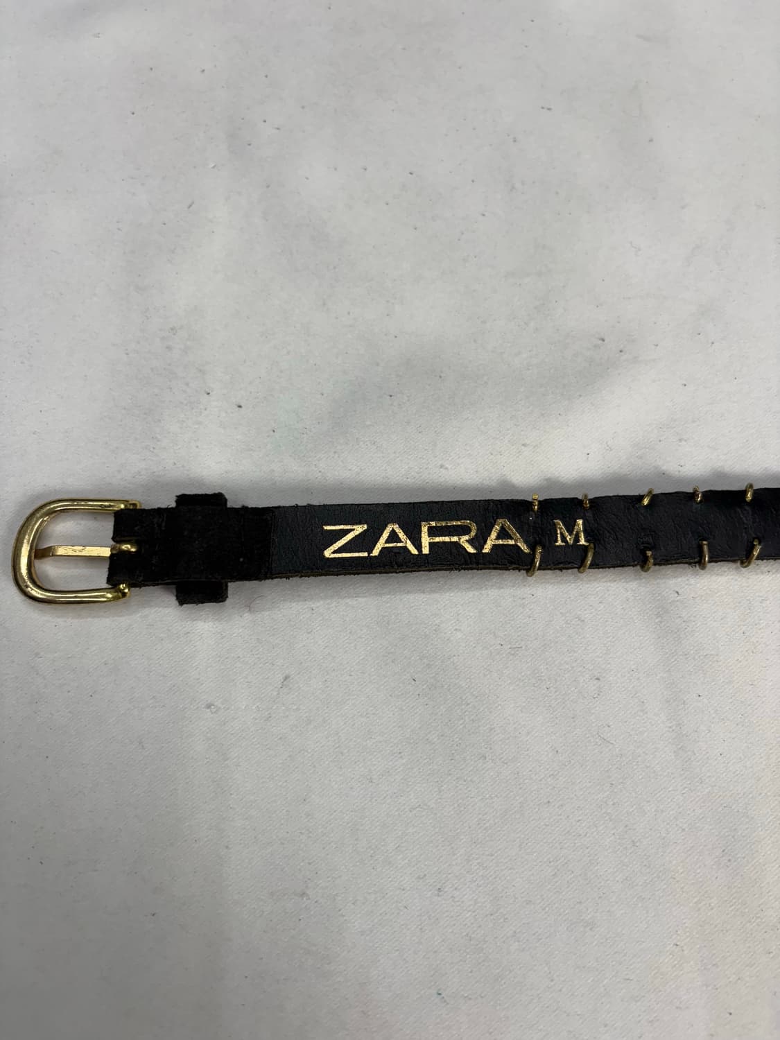 ZARA 골든 스터드 워시드 레더 블랙 벨트 상품이미지5