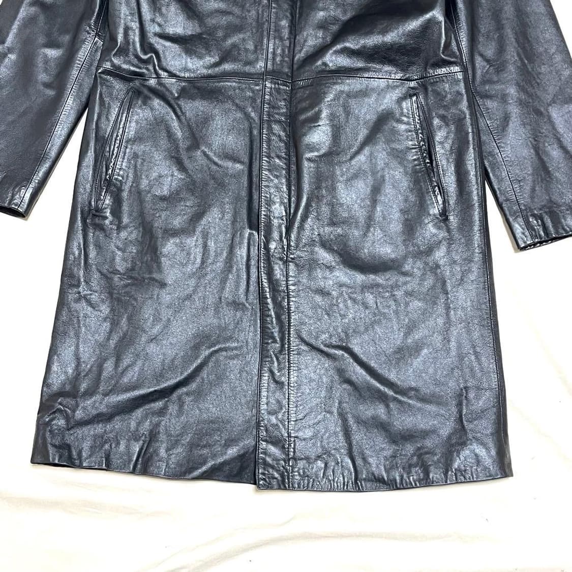 블랙 레더 코트 상품이미지4