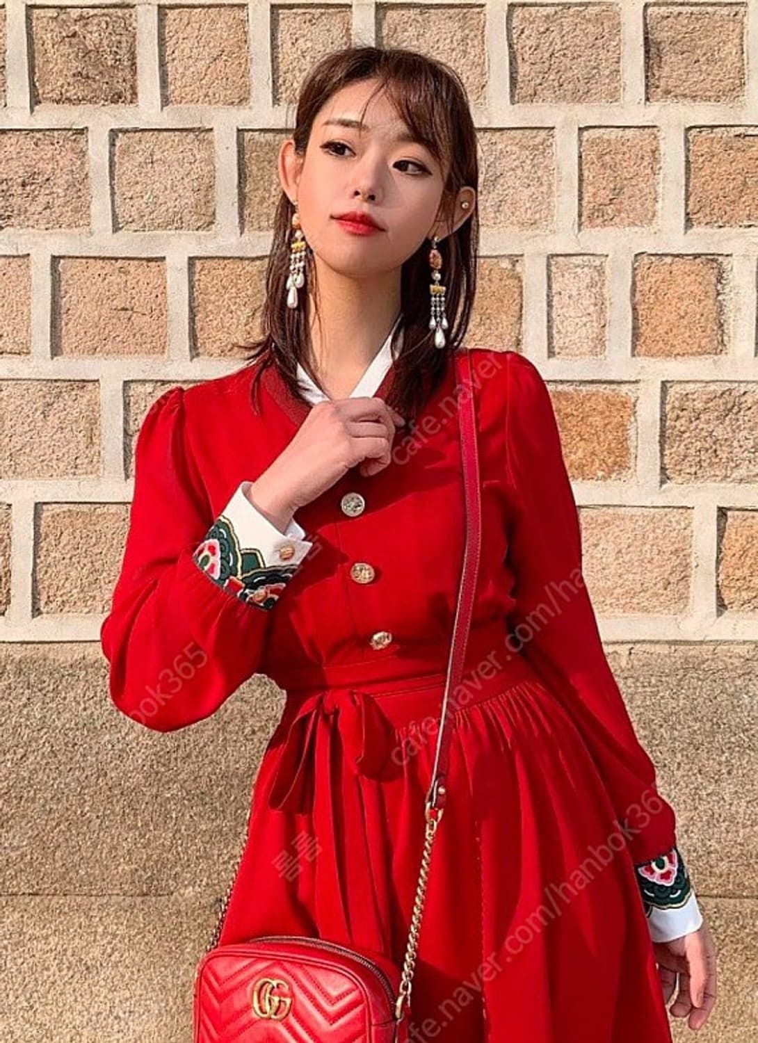 생활한복 하플리 레드 단청원피스L 상품이미지1