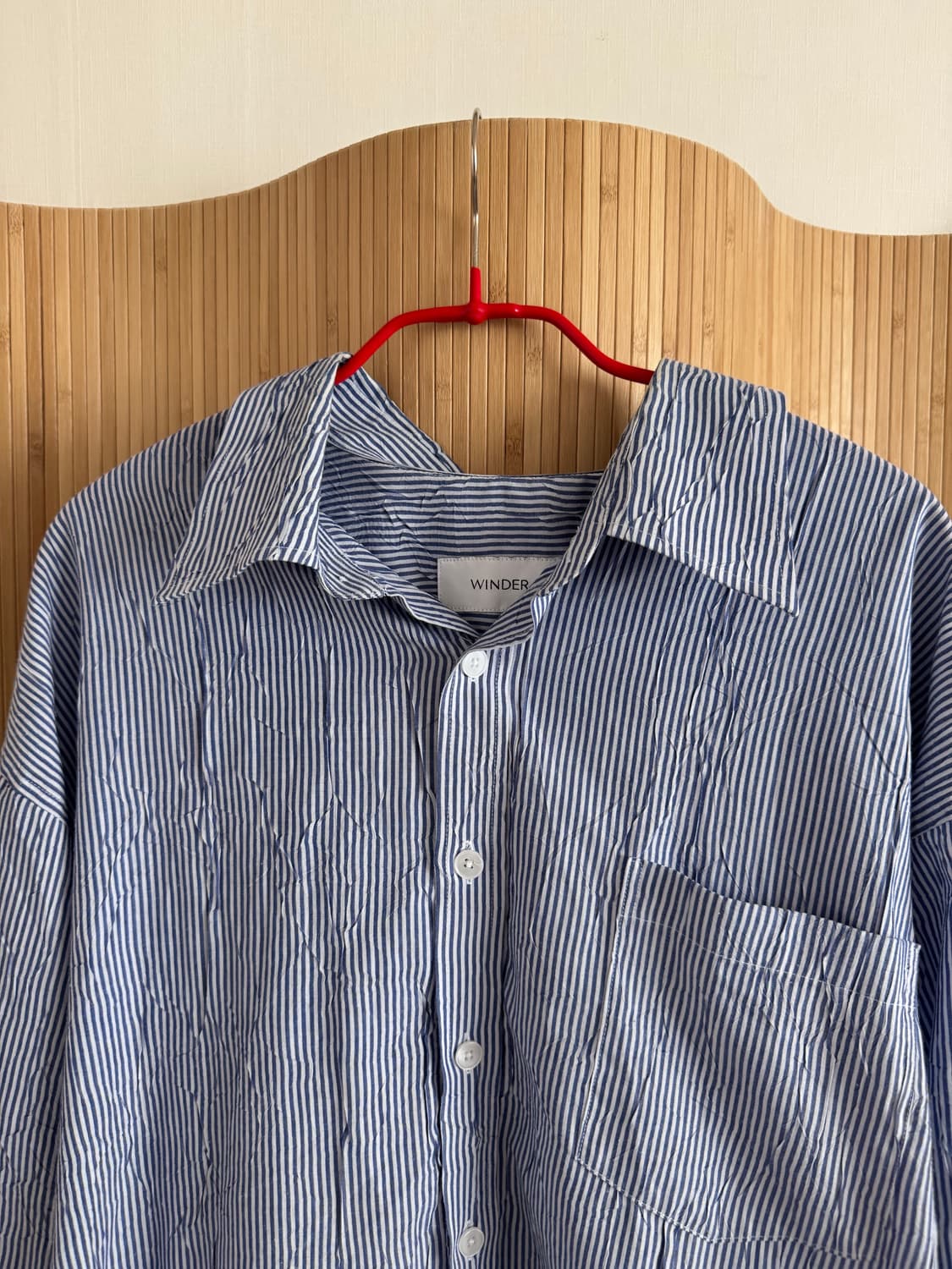 (1회착용) 윈더(WINDER) 윙클 스트라이프 셔츠 - L 사이즈 상품이미지7