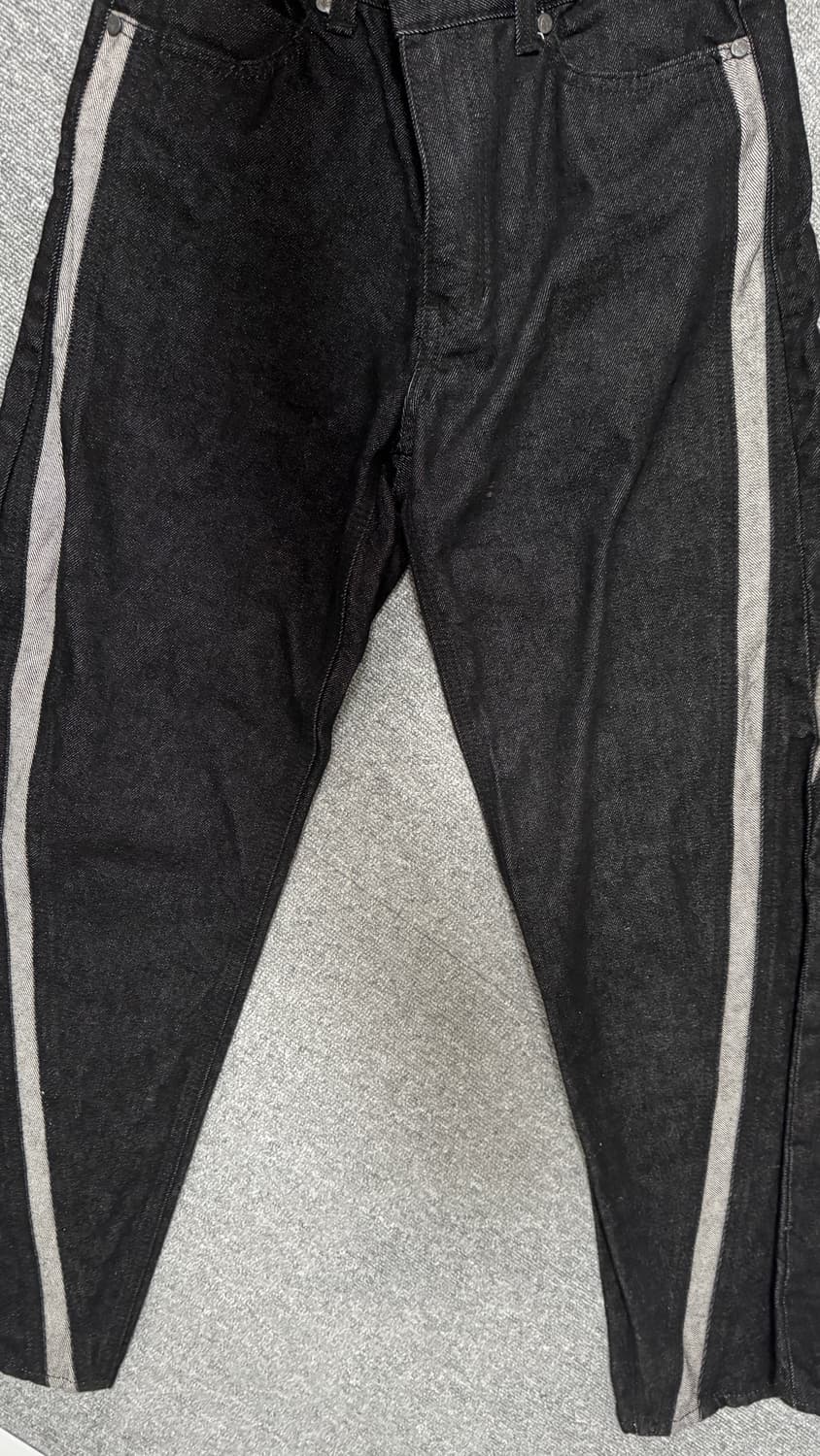 [46] 애드오프 웨이브 컬 라인 와이드 데님 팬츠 블랙 상품이미지3