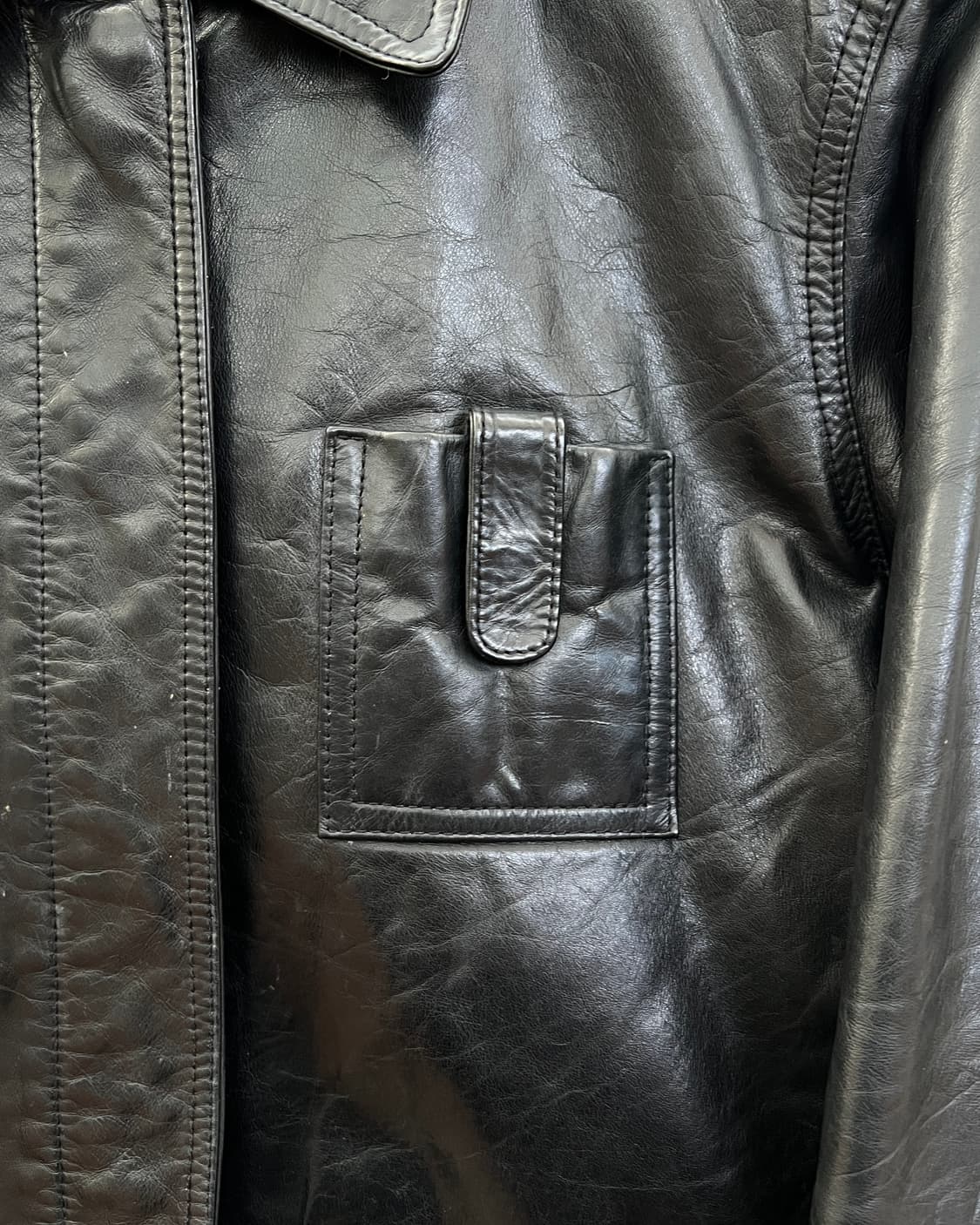 [L] 90s 아르마니 익스체인지 레더 카코트 상품이미지3