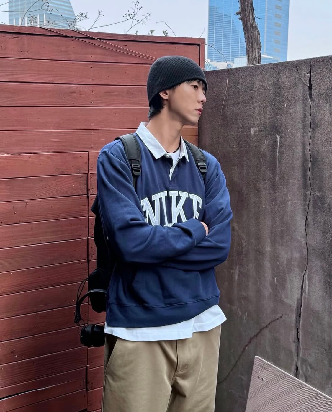 [XL] 주우재 착용 나이키 클럽 HBR 폴로 플리스 네이비 럭비티 상품이미지6