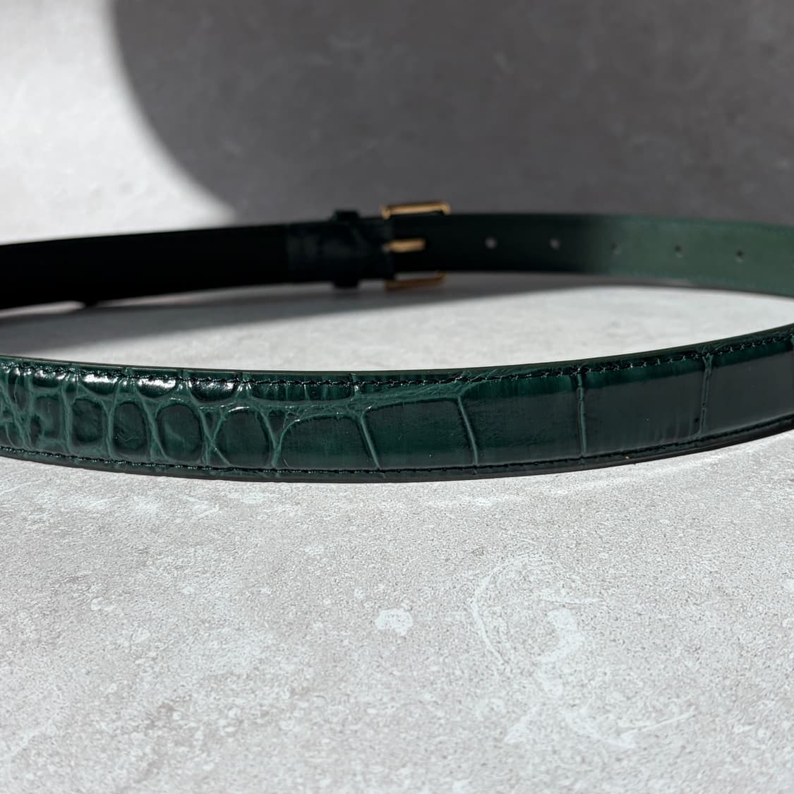 Oribell 크로커다일 페이던트 소가죽 골드버클 미니멀 버클 벨트 상품이미지8