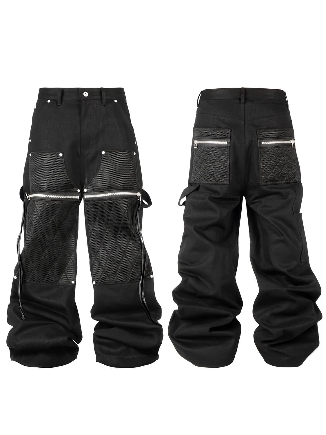 Mash Panel Leather Knee Waxed Denim 상품이미지1
