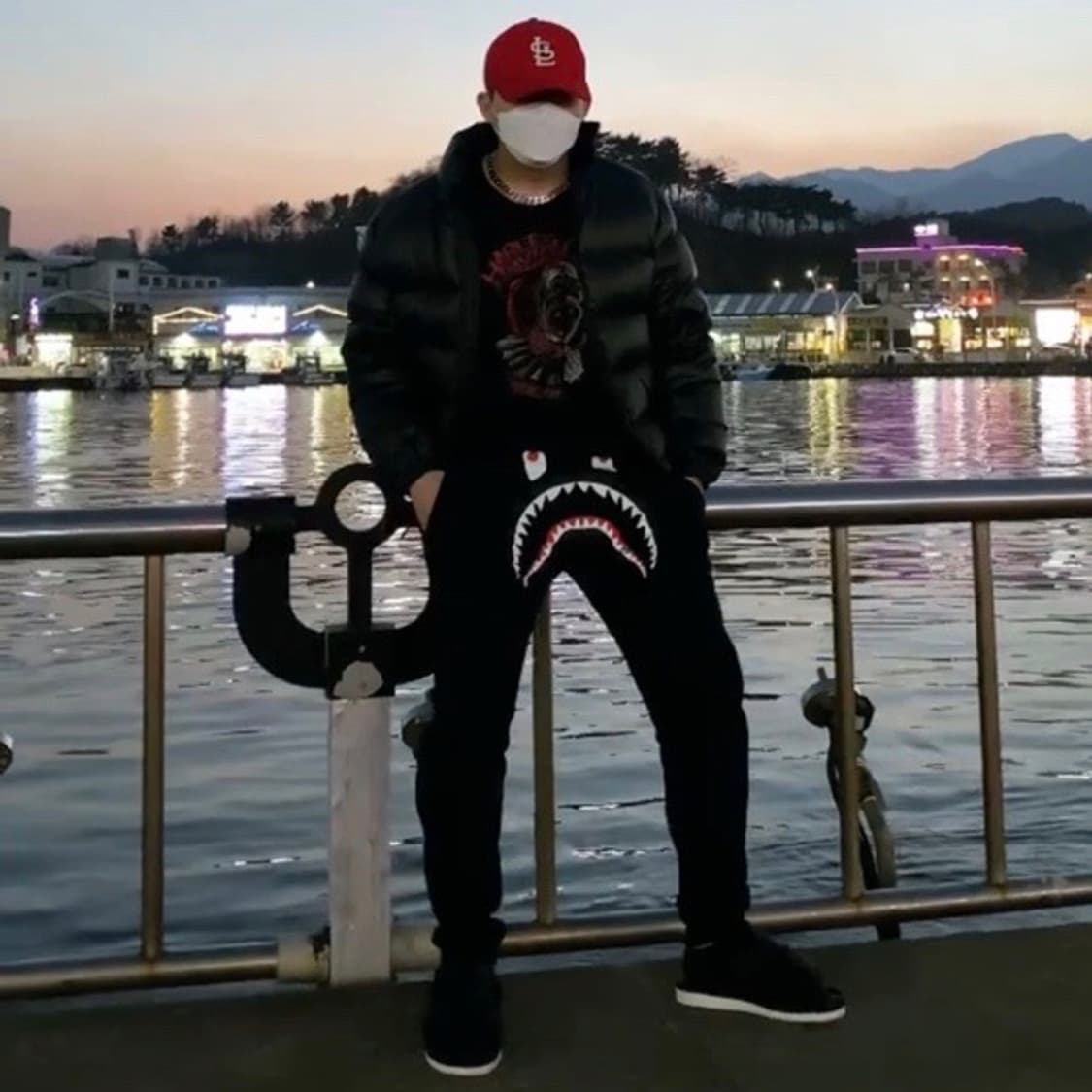 베이프 17F/W 샤크 페이스 네이비 스웻 조거 팬츠 상품이미지3