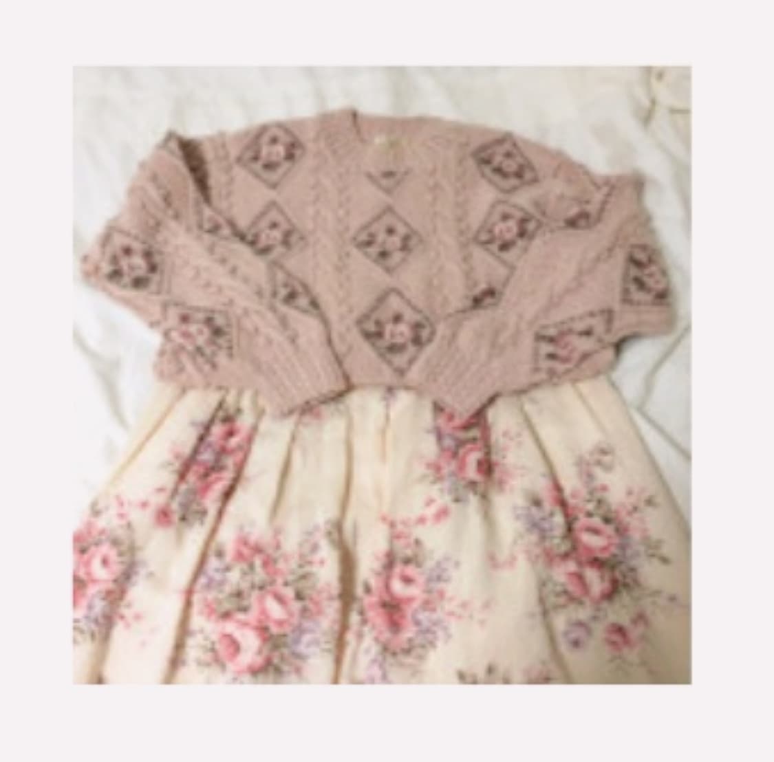 빈티지 프리미엄 딸기우유꽃 니트 코디세트 상품이미지7