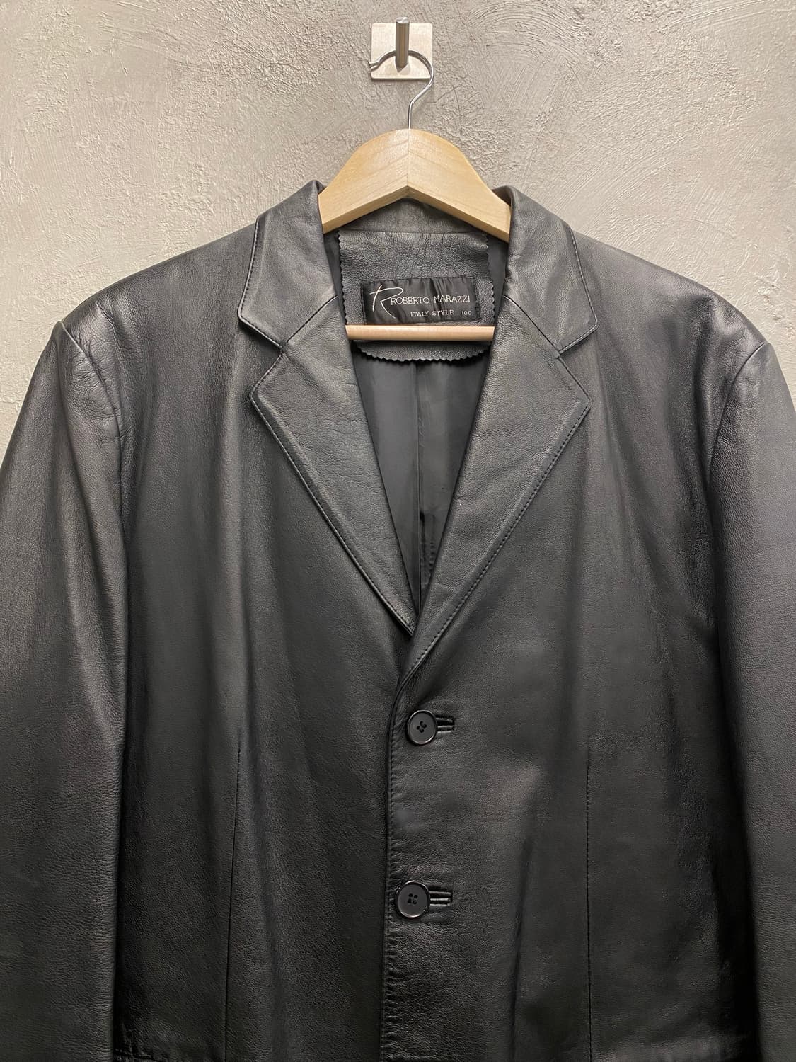 [L] 90-00s Vtg 블랙 쉽스킨 레더 블레이저 상품이미지2