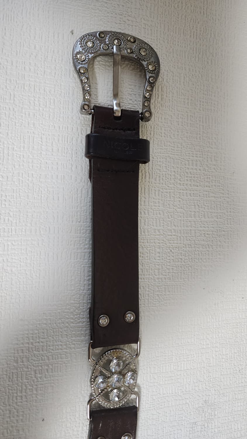니콜 통가죽 큐빅 징 여성 벨트 상품이미지2