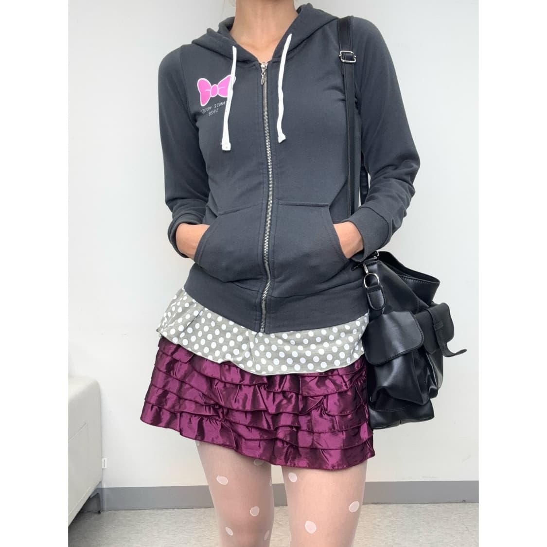 빈티지 그레이 키치 후드 집업 상품이미지1