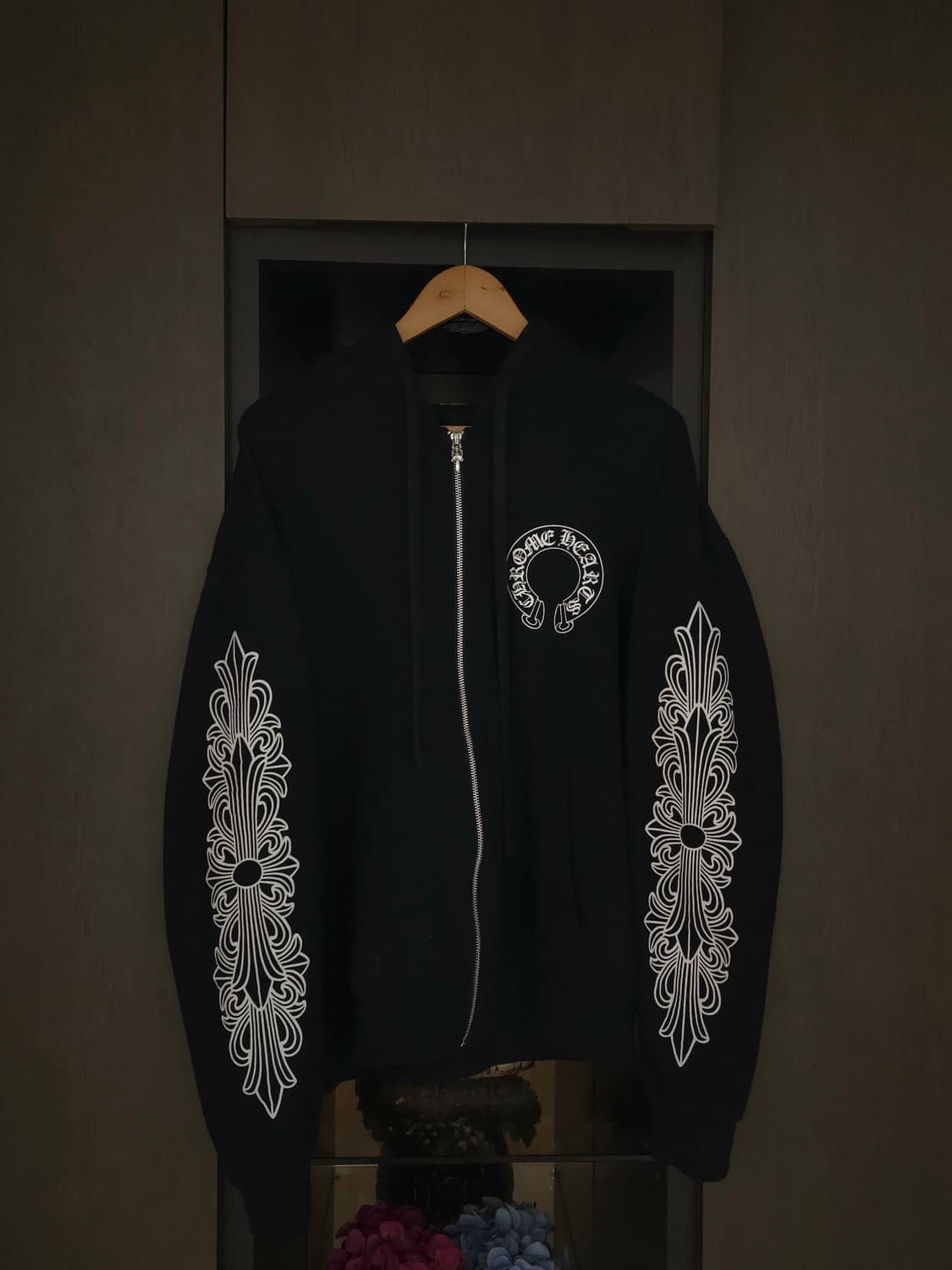 [M] 크롬하츠 홀스슈 플로랄 후드집업 블랙 상품이미지2