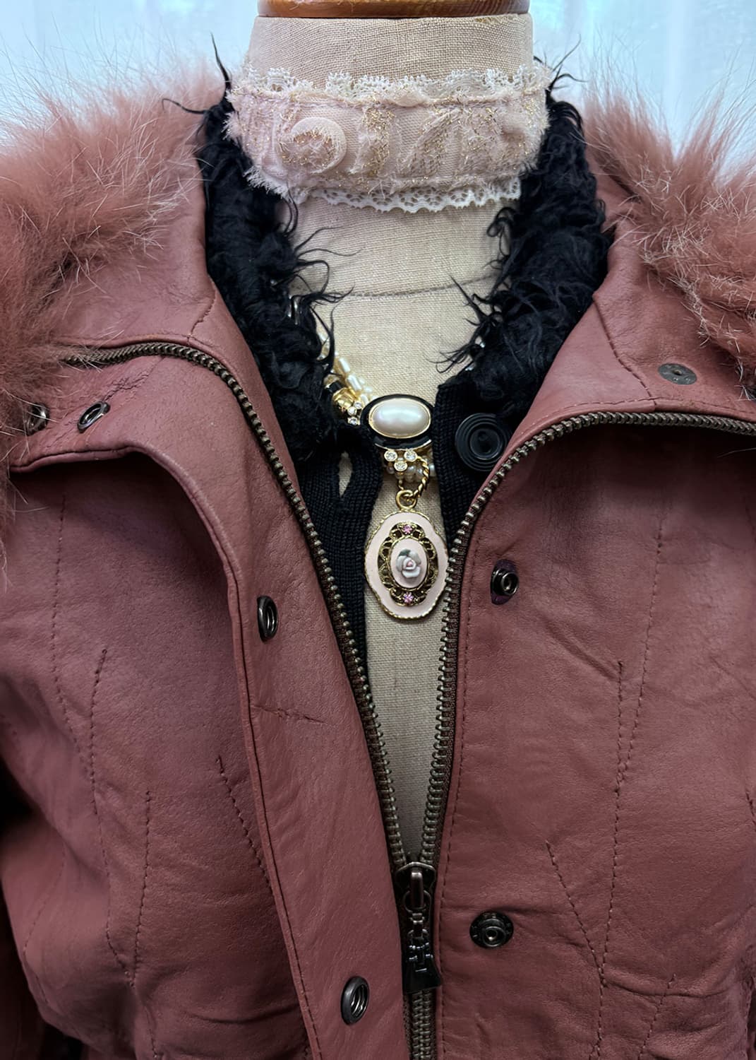 바이올렛 브라운 가죽자켓 상품이미지1