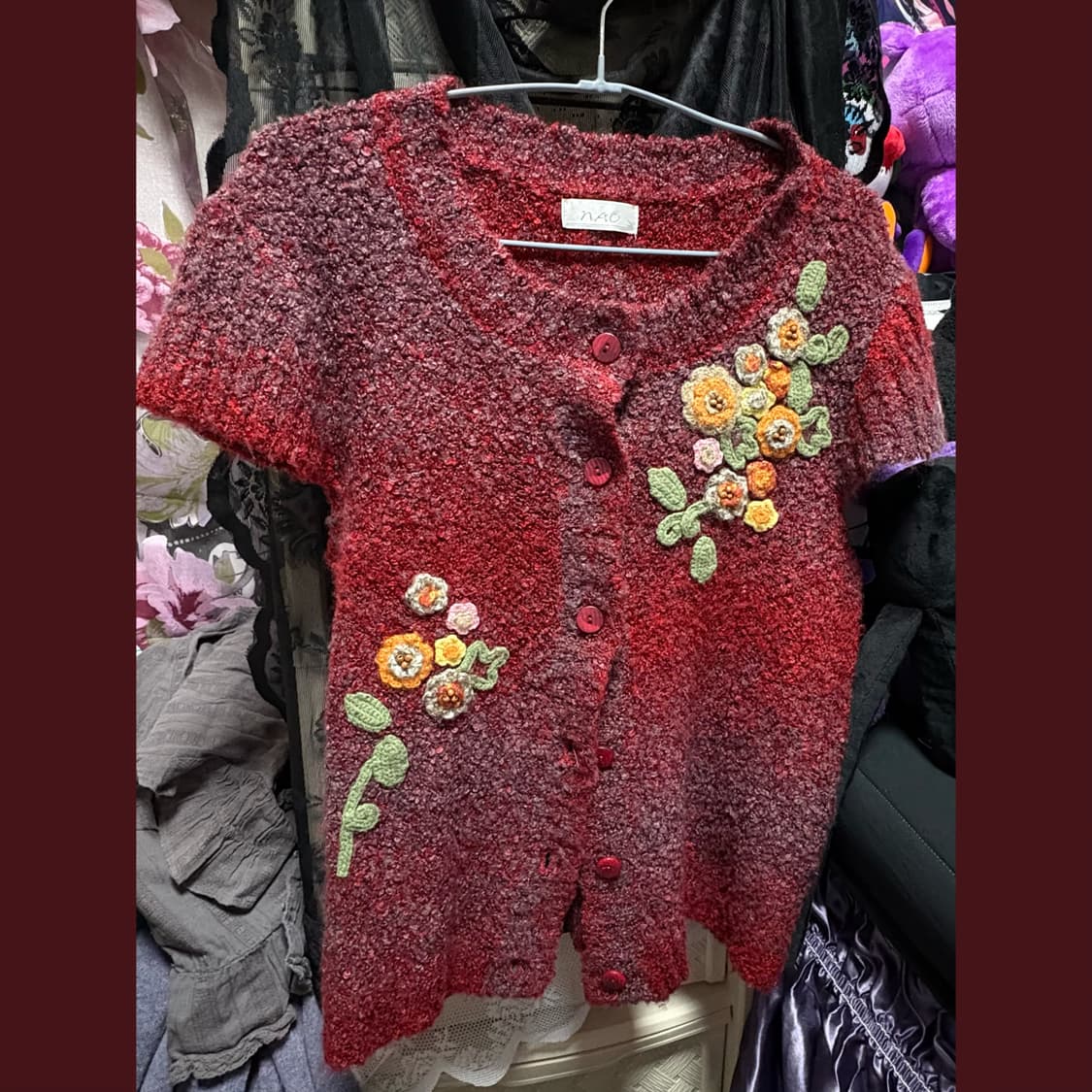 히피 모리걸 플라워 니트 가디건 일본 빈티지 모리 상품이미지1