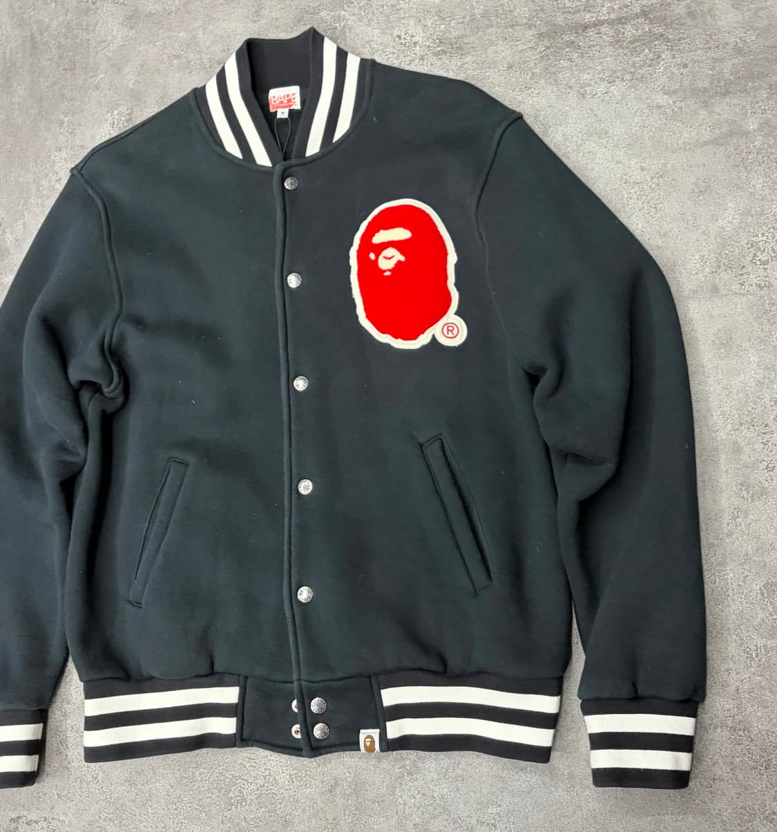 00s 베이프 A BATHING APE Nigo era 블랙 바시티 자켓 상품이미지6