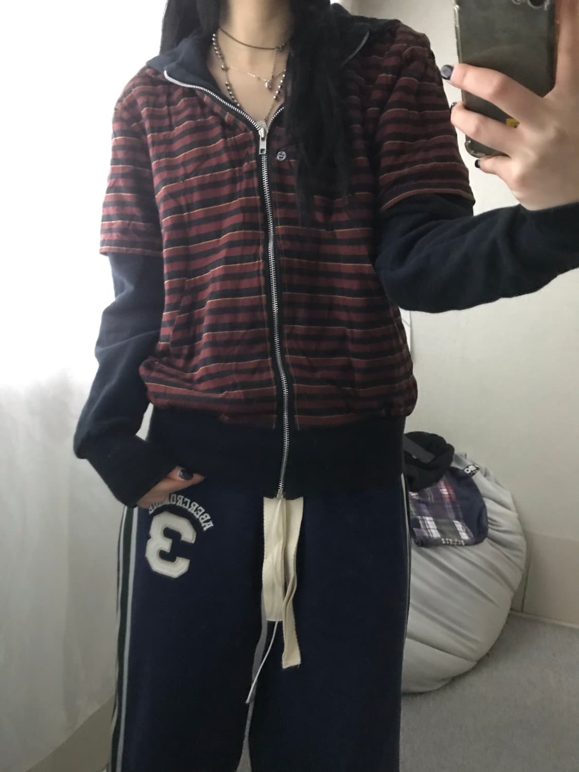 빈티지 레이어드 후드집업 상품이미지1