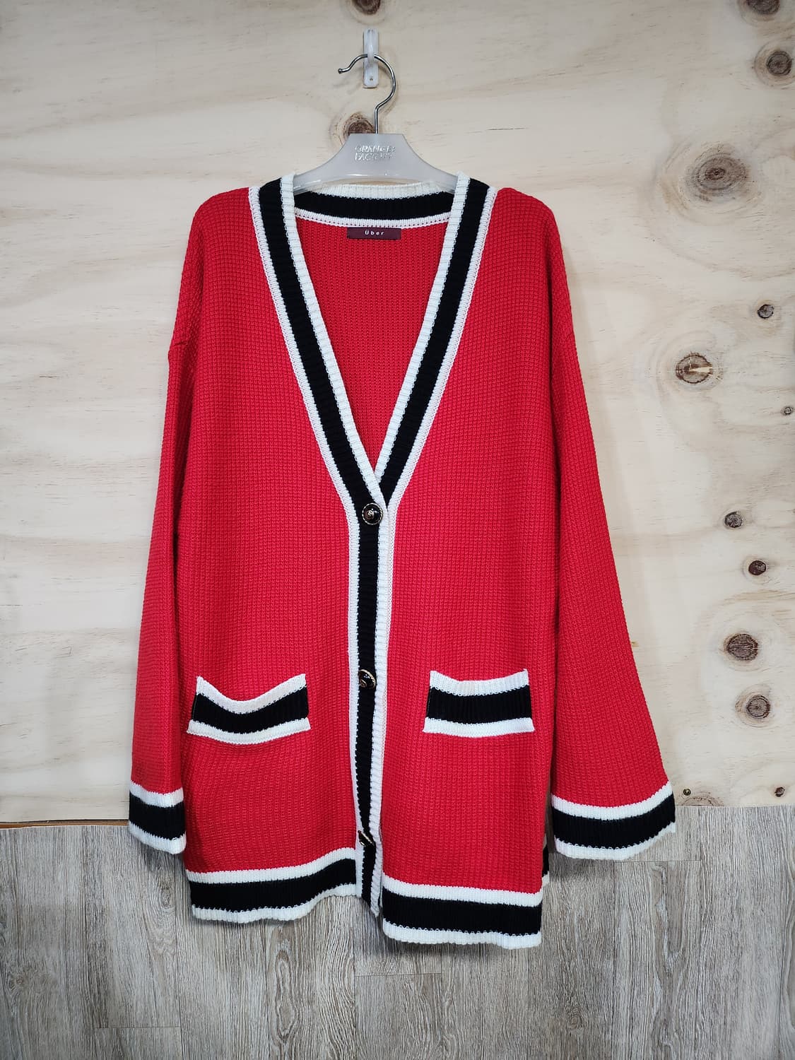 546) 위버 Uber 배색 울블랜드 가디건 상품이미지1