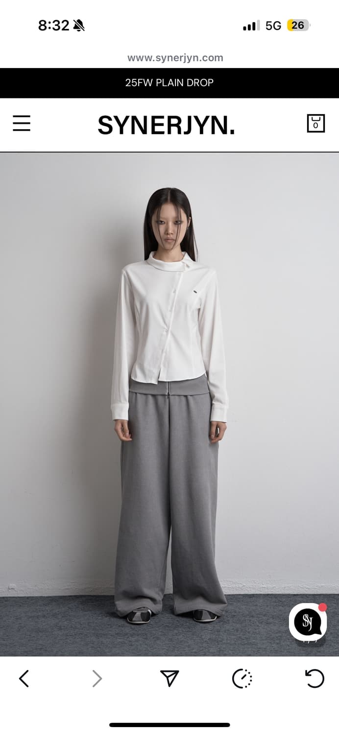 시너진 언발 셔츠 화이트 DIAGONAL UNBALANCED SHIRT 상품이미지1