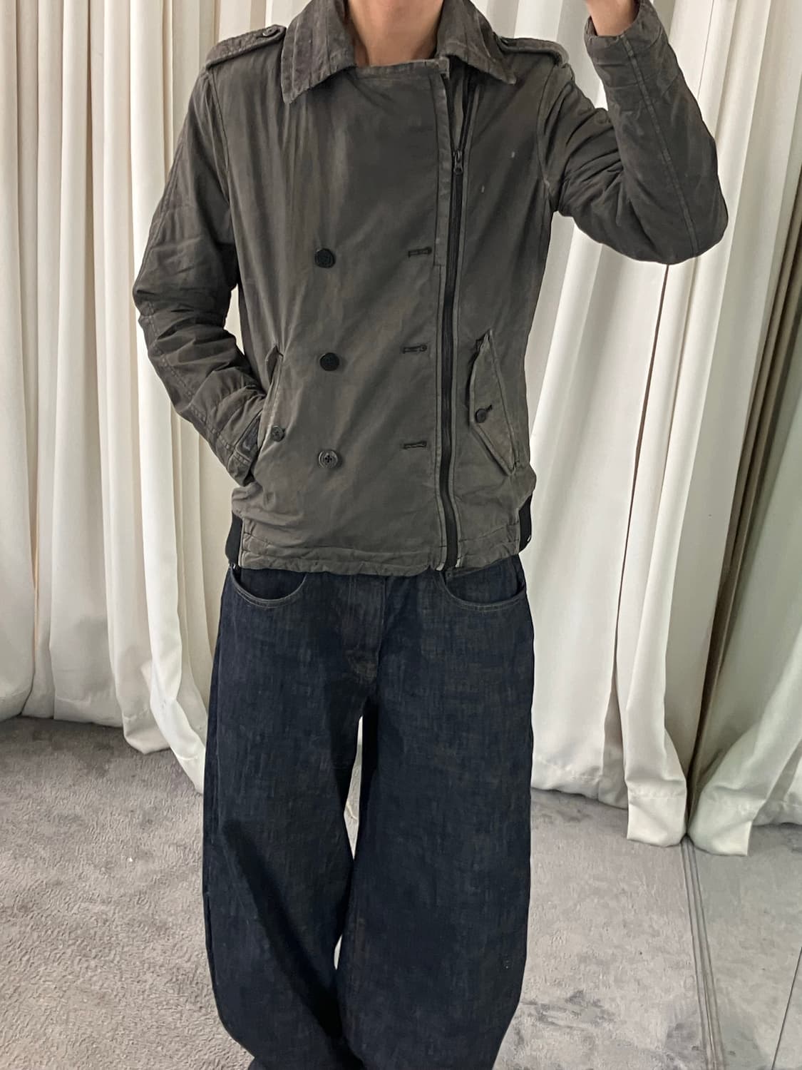 Diesel 디젤 빈티지 가공 라이더 블루종 자켓 S 상품이미지7