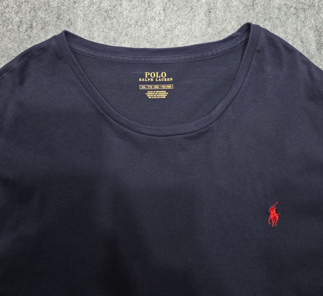 폴로 랄프로렌 베이지 라운드넥 네이비 반팔티 2XL 상품이미지4