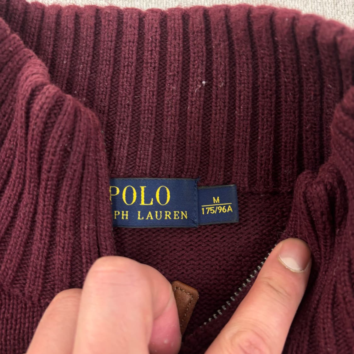 100 폴로 랄프로렌 버건디 반집업 상품이미지3