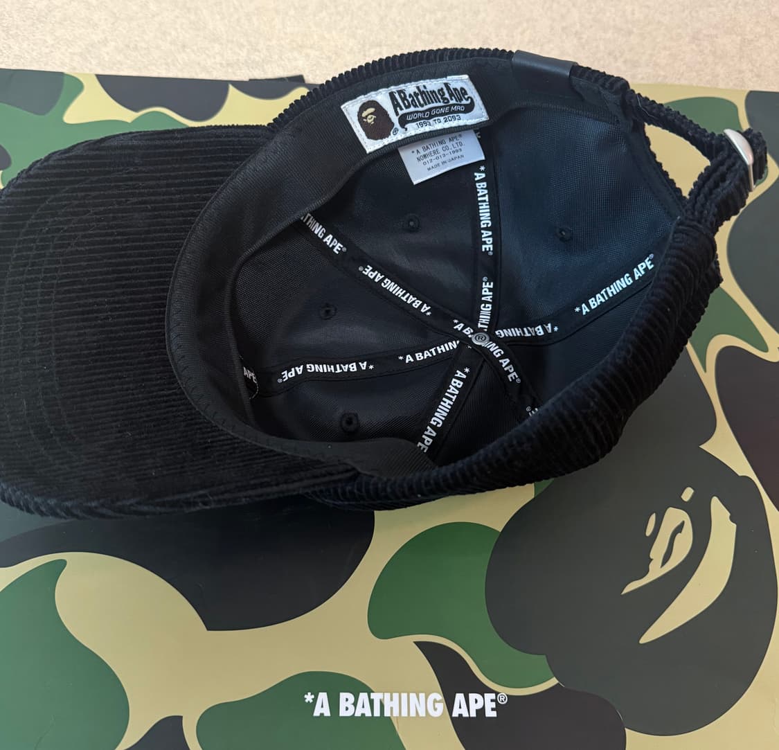 베이프 Aape 코듀로이 볼캡 블랙 상품이미지2