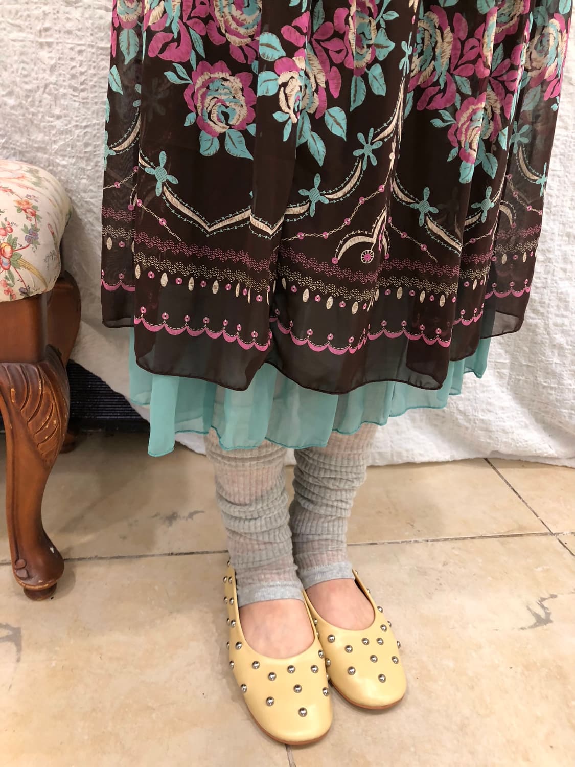 Vintage cocoa floral skirt 상품이미지4