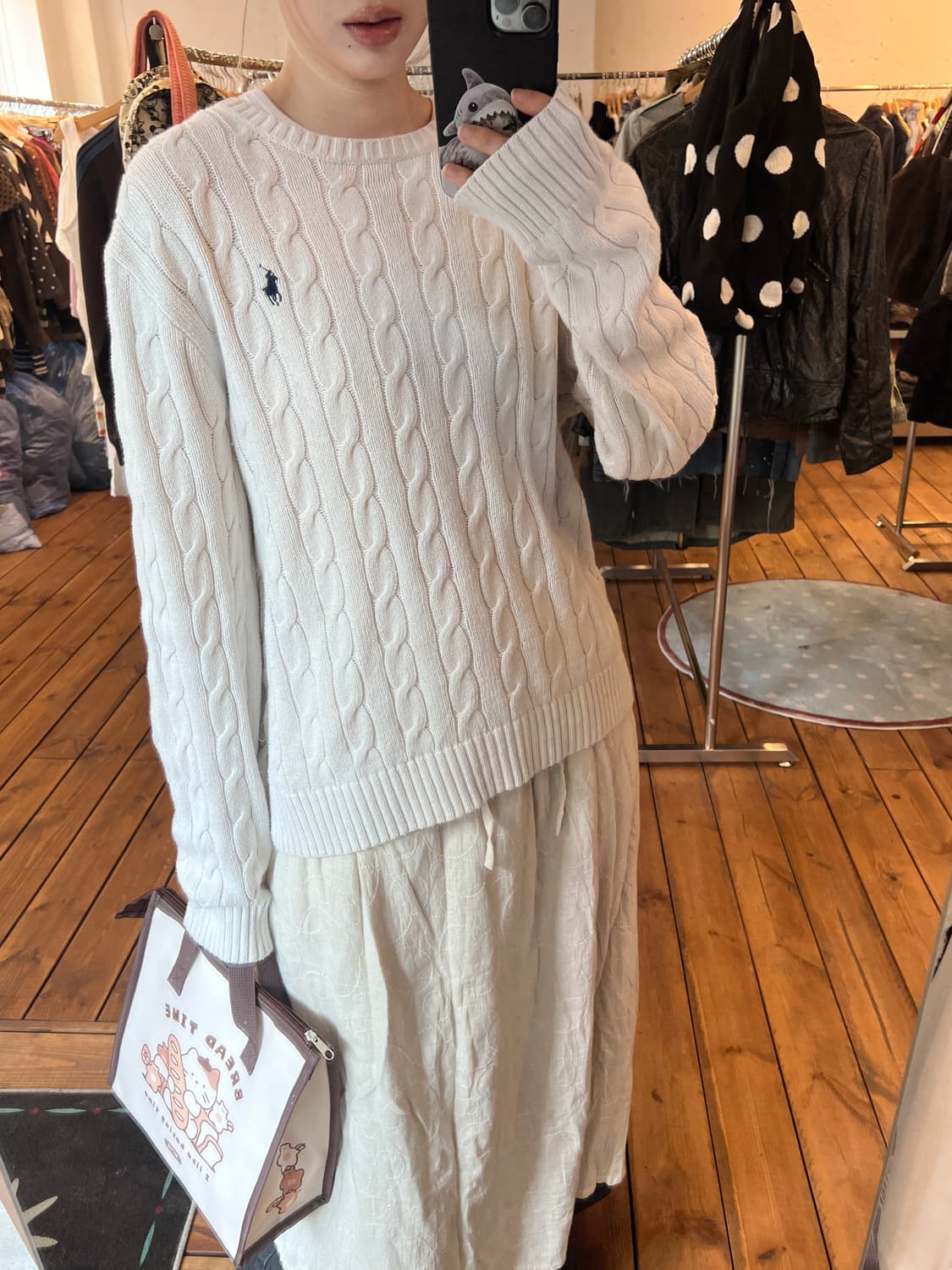 폴로 화이트 꽈배기 니트 상품이미지1