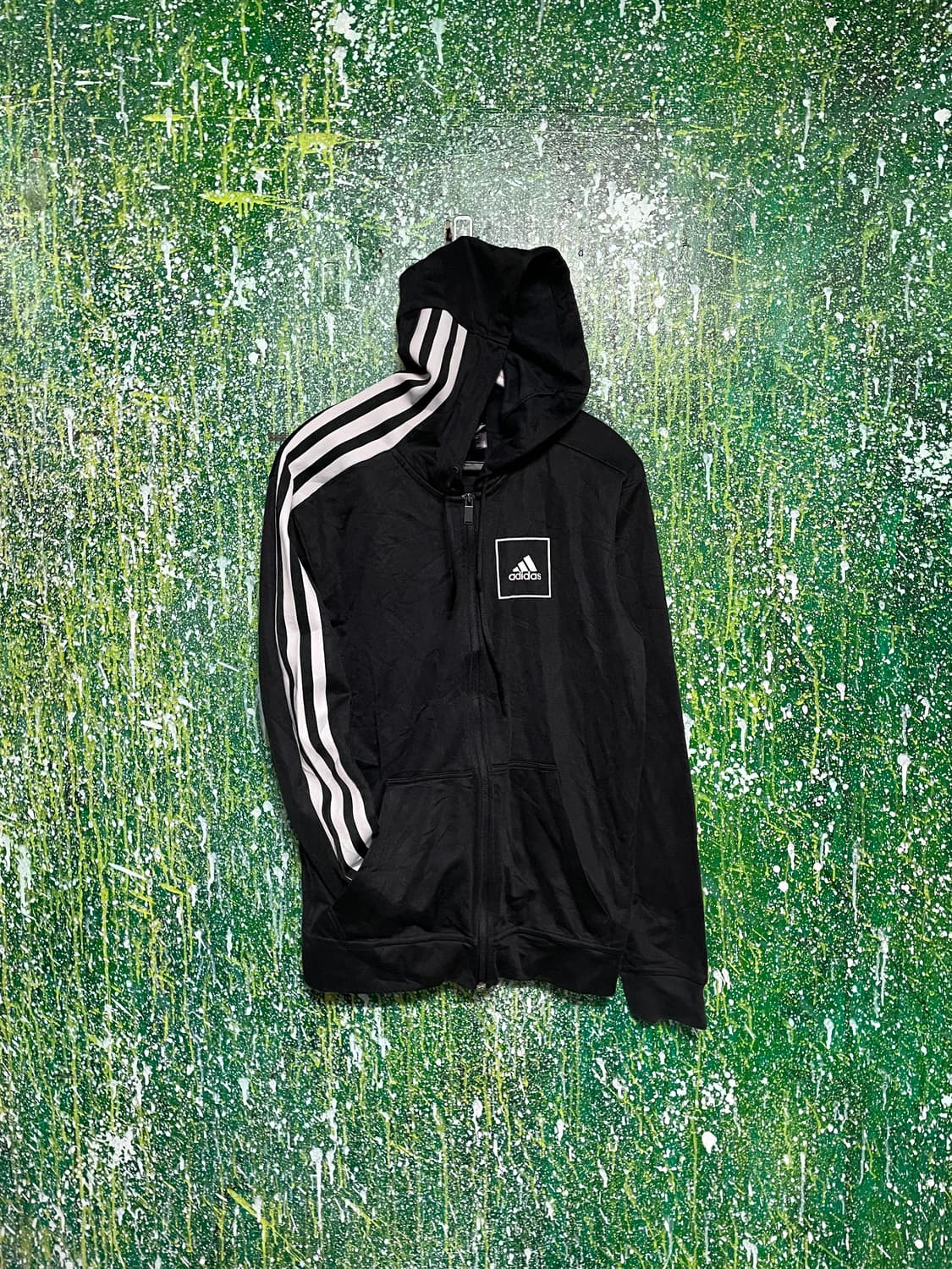 아디다스 블랙 스몰로고 져지 후드집업 L 상품이미지4