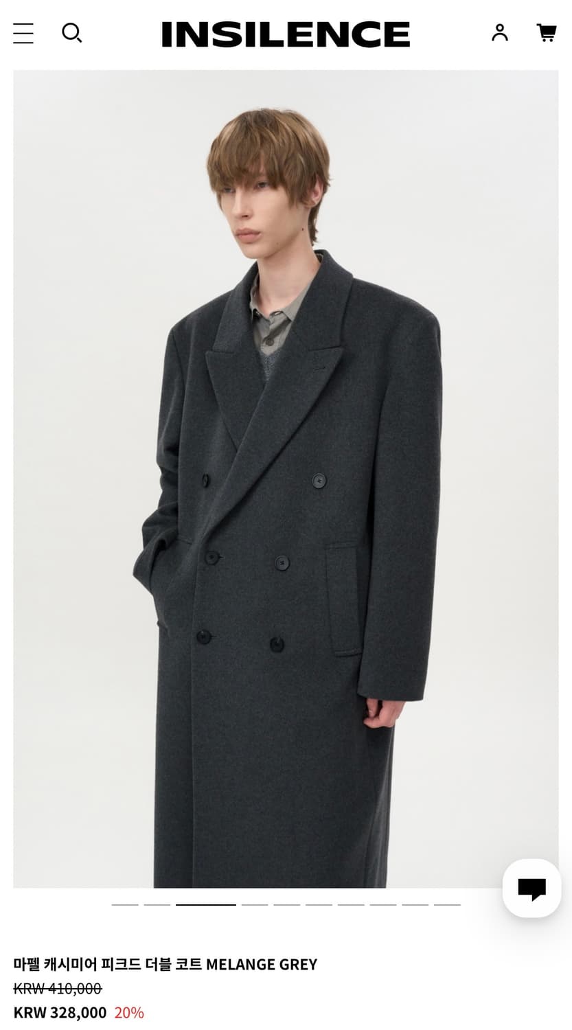 마펠 캐시미어 피크드 더블 코트 멜란지그레이 L 상품이미지2