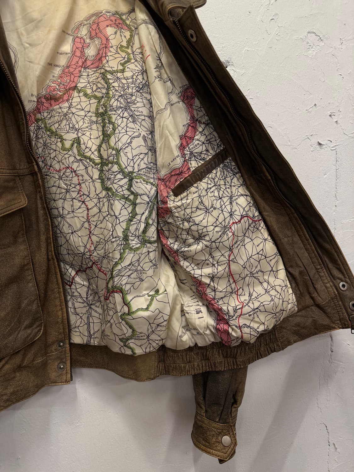 (L) 90s Map-Lined Leather Bomber Jacket  상품이미지6