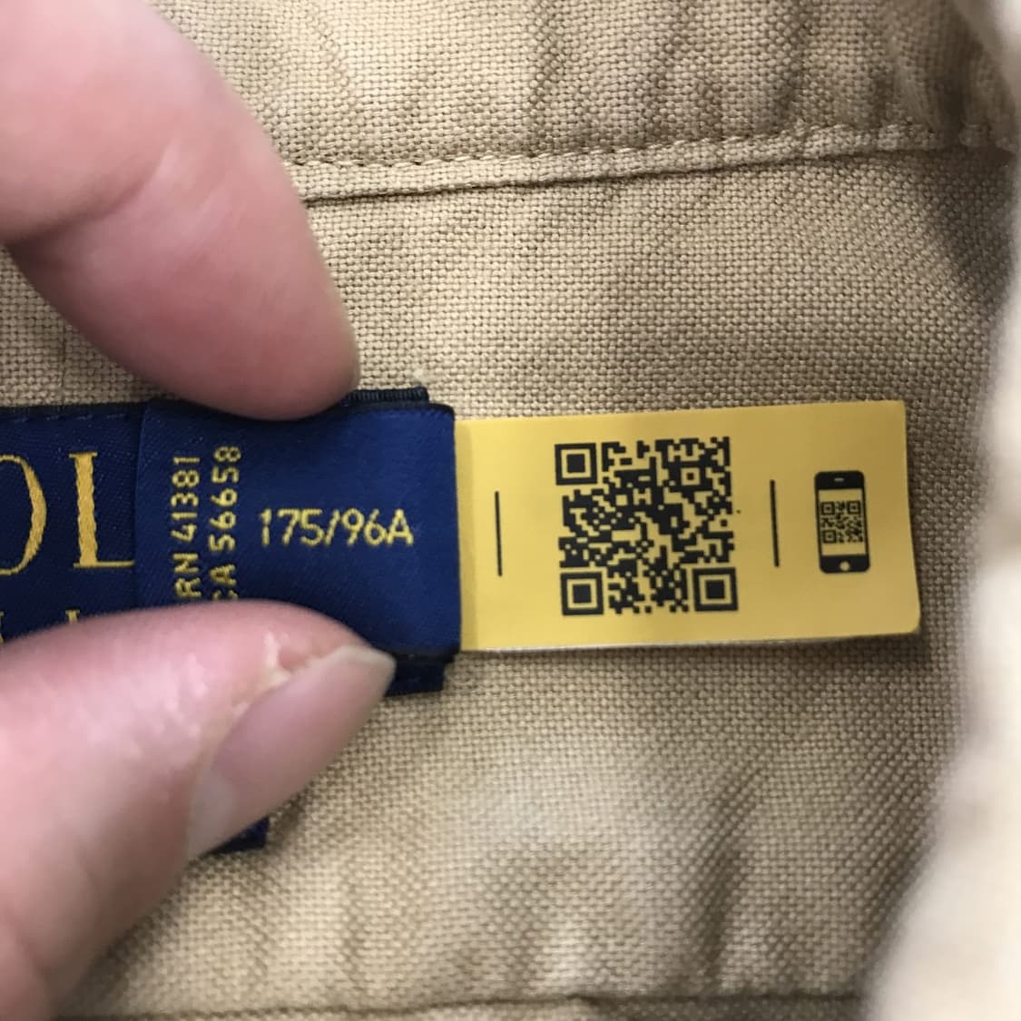 폴로 랄프로렌 클래식핏 QR 백화점판 베이지 셔츠 [M] 상품이미지5