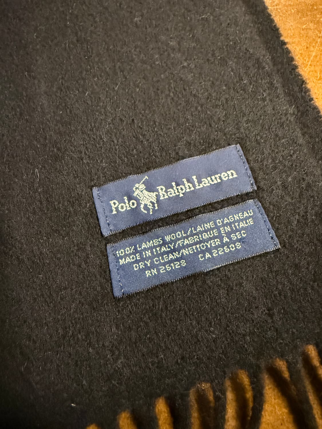 폴로 랄프로렌 1990년대 포니 자수 램스울 머플러 블랙 상품이미지5