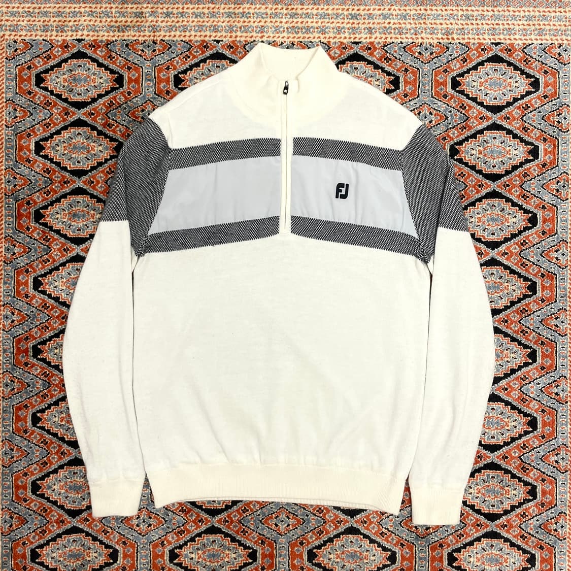 풋조이 아이보리 골프 반집업 니트 남성M 상품이미지1