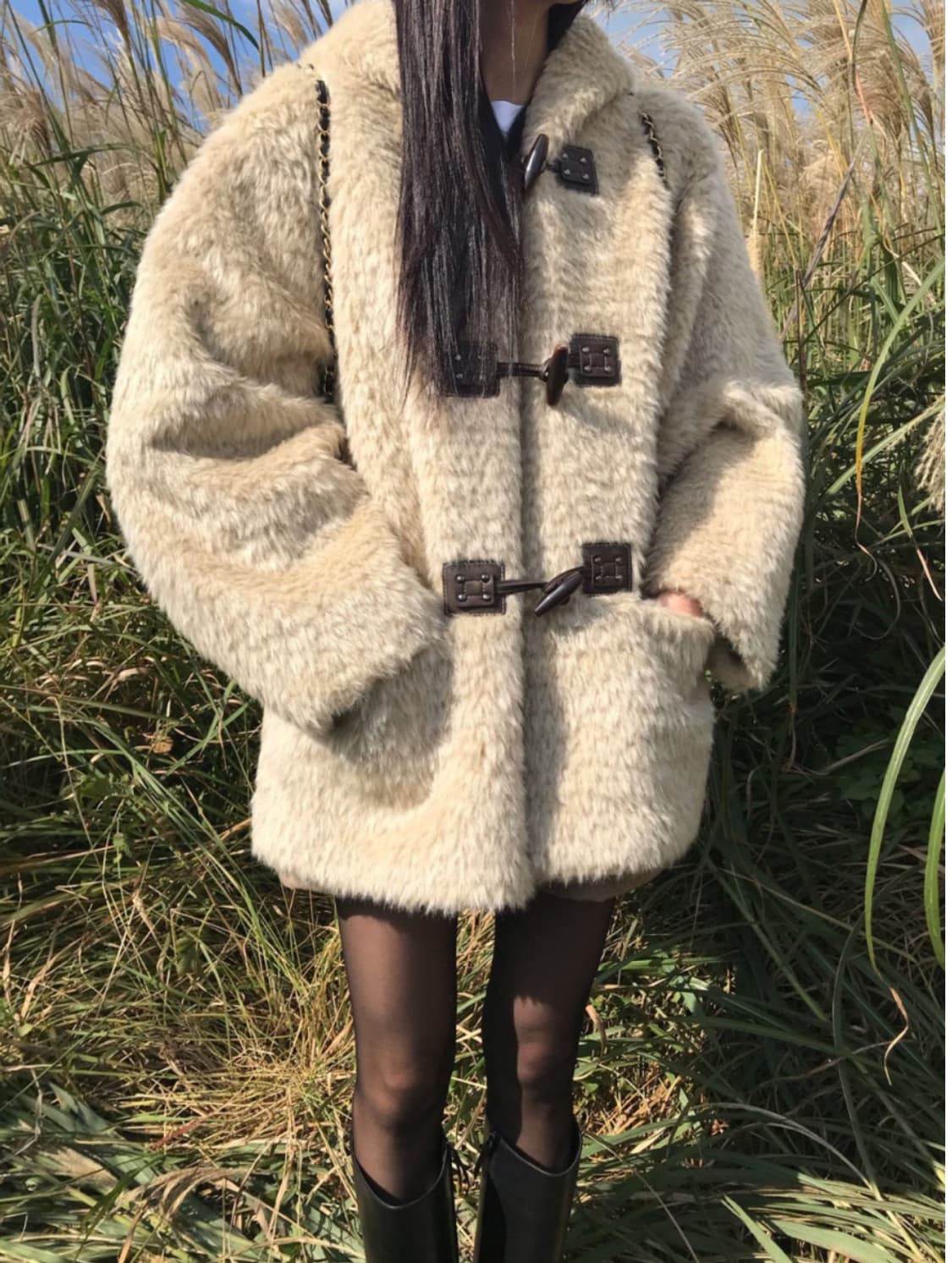 위아 weare 슈페너 무스탕 베이지 상품이미지3