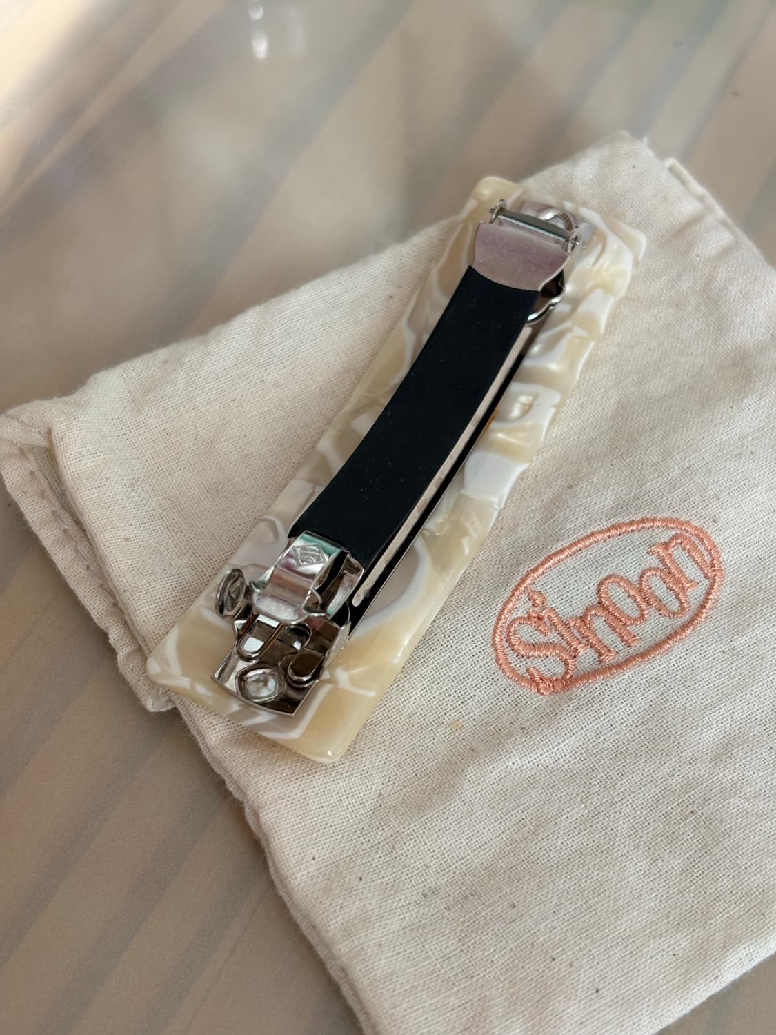 시눈 로고 헤어 클립 마블 아이보리 헤어핀 marble hairclip 상품이미지10