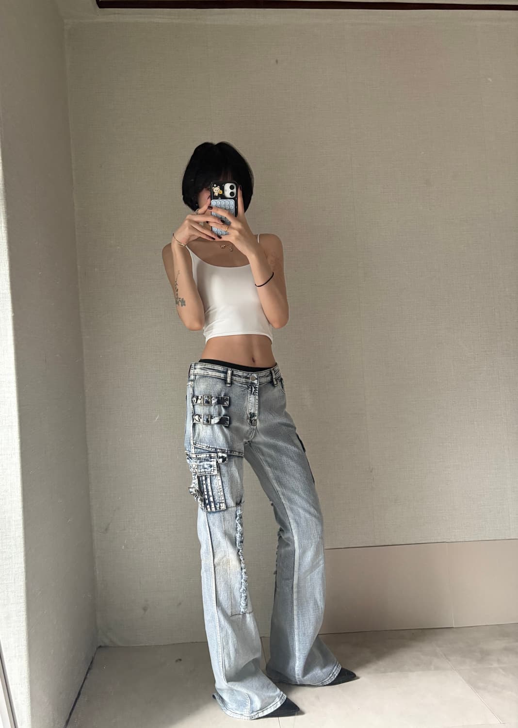 빈티지 워시드 데님 부츠컷 팬츠 상품이미지4